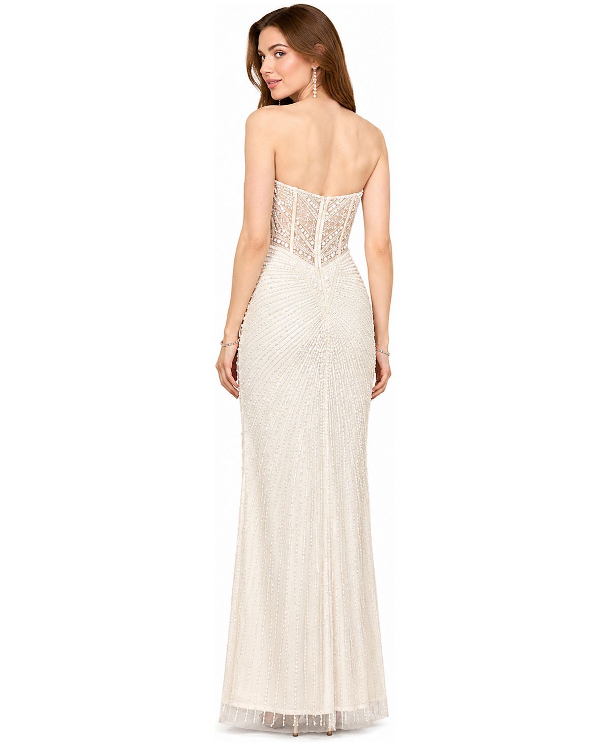 Lara Women's Embellished Strapless Gown with Slit view 2 — MAYCSS fashion products