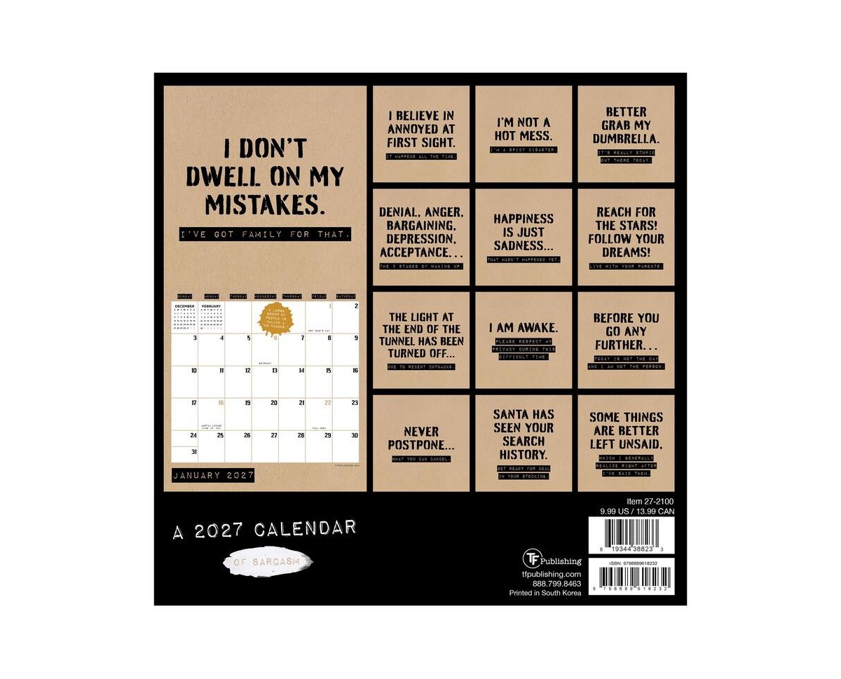 Tf Publishing Paper Goods 2027 Anti-Affirmations and Sarcasm Mini Calendar