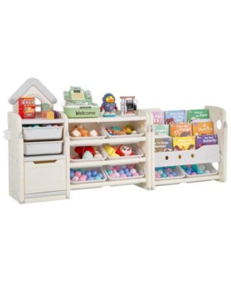 Kids Toy Storage Organizer with Bookshelf and 10 Storage Bins