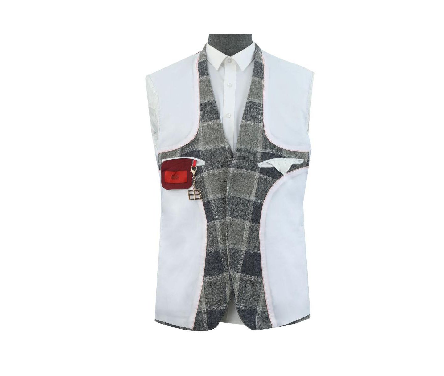 Мужской пиджак Elie Balleh Slim Fit Big Plaid Sports Blazer, цвет: Серый — фото 5