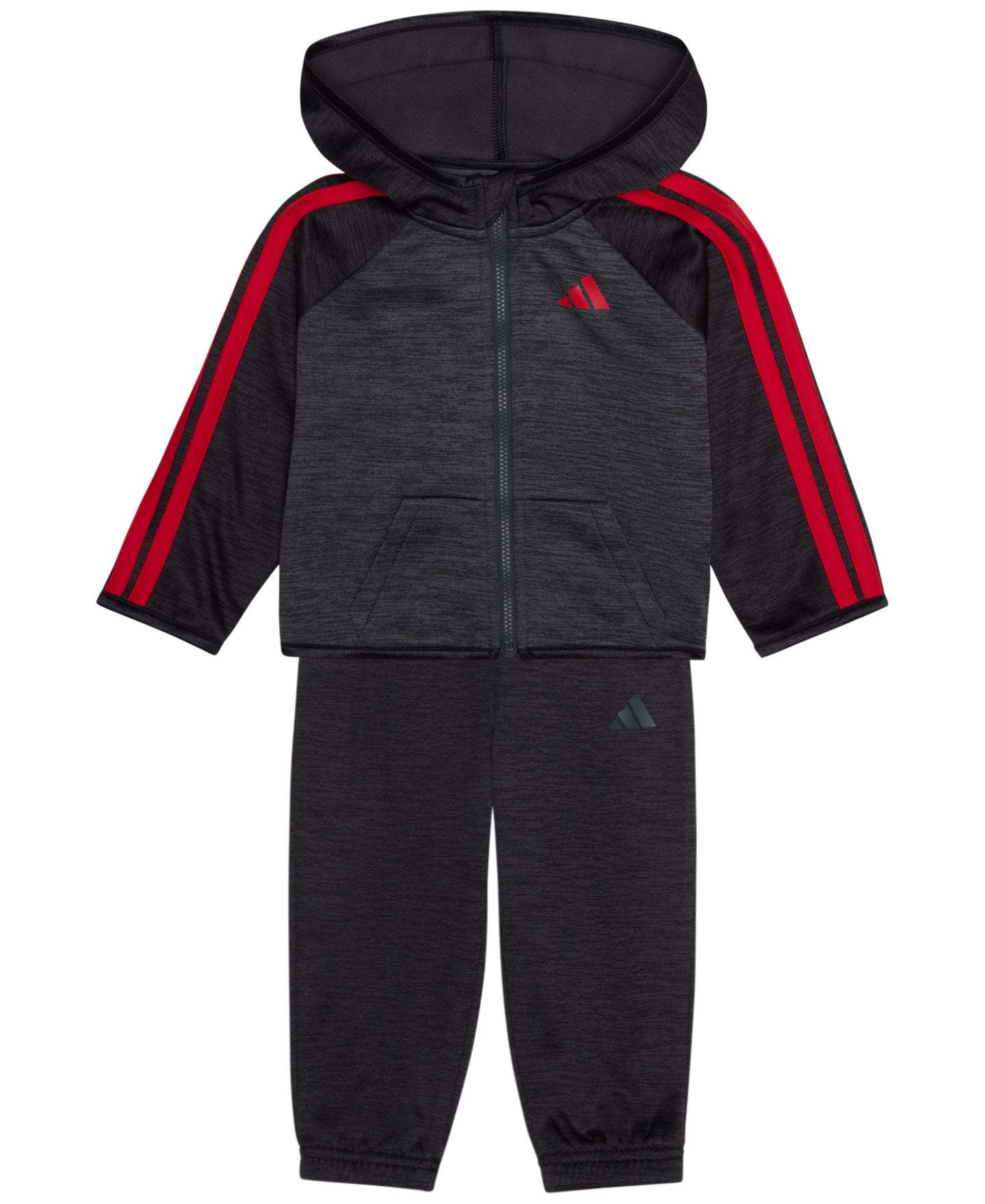 Детский комплект adidas для малыша: куртка с длинным рукавом и джоггеры, 2 предмета, цвет: Чёрный / Красный — фото 3