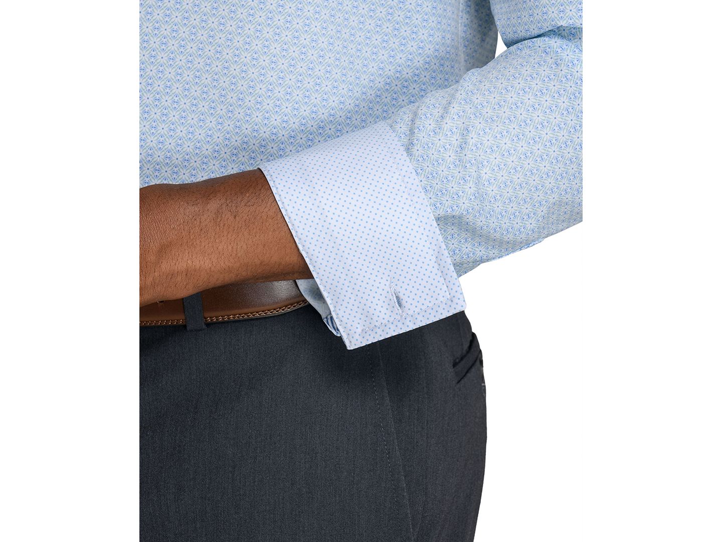 Мужская рубашка ConStruct Slim-Fit Performance Stretch Dress Shirt, цвет: Синий / Белый — фото 4