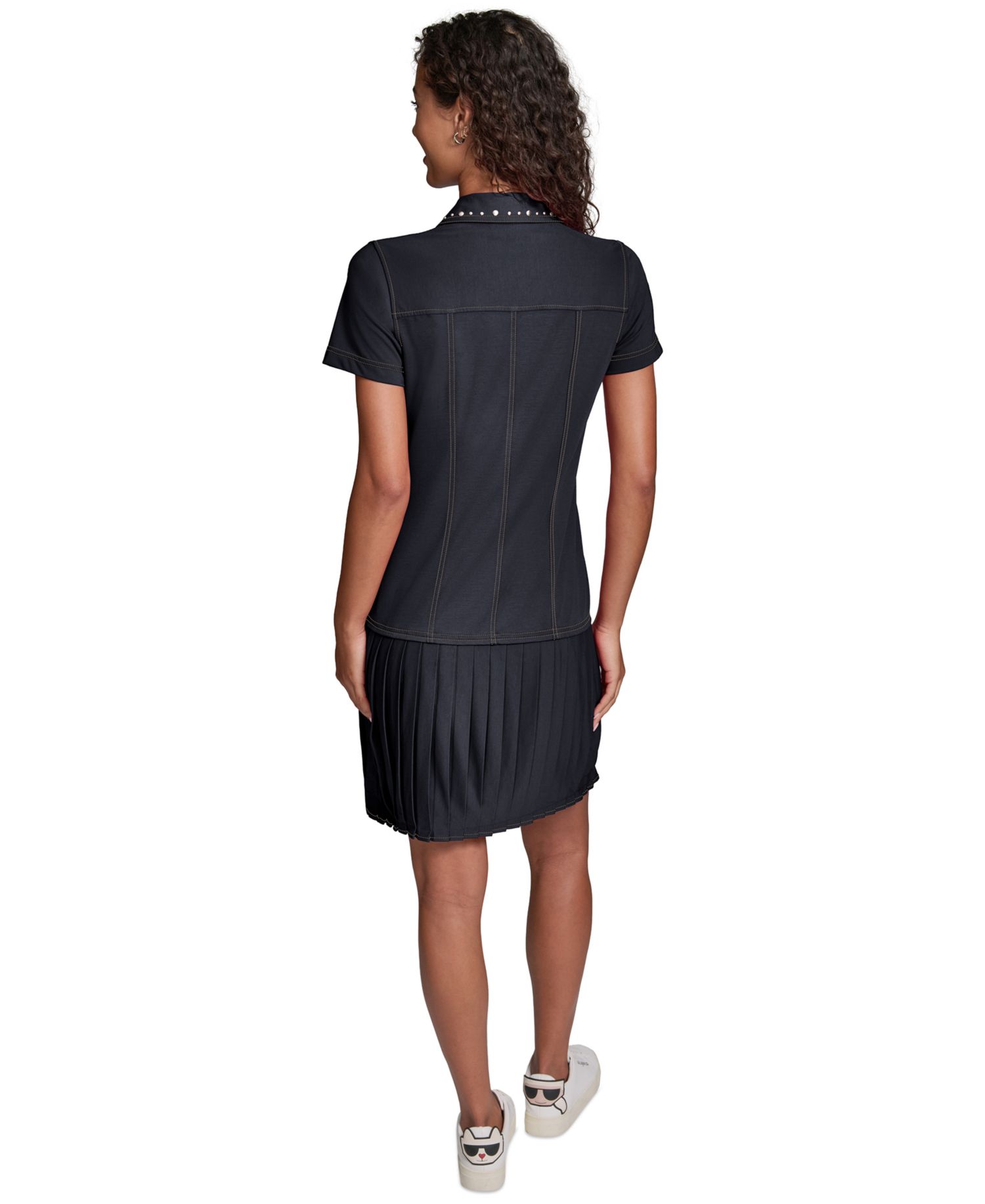 Women's Belted Collared Jersey Shirt Dress