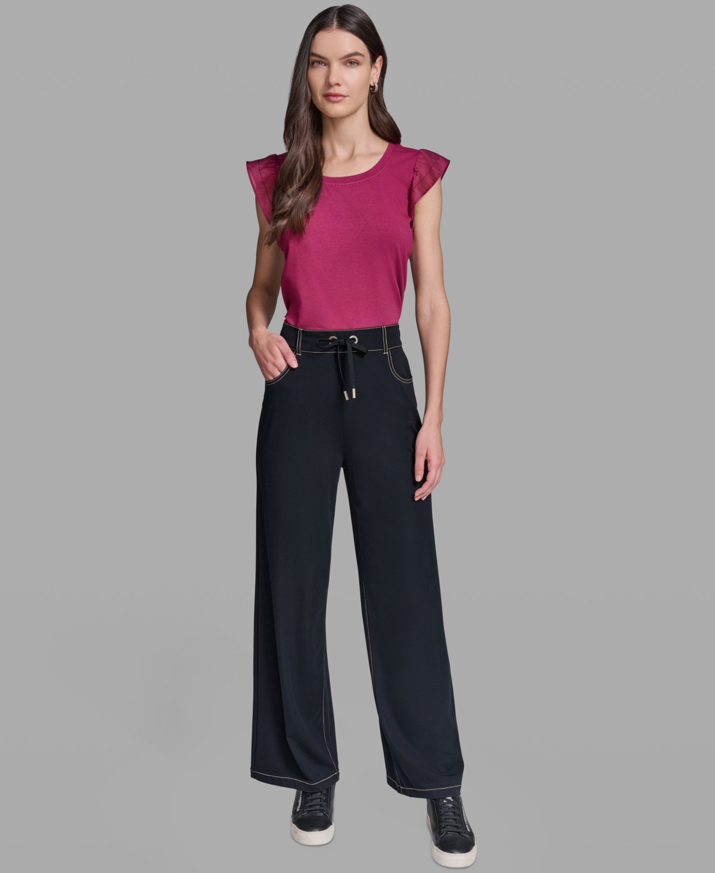 Женские брюки KARL LAGERFELD PARIS Pull-On Jersey Pants, цвет: Тёмно-синий — фото 2