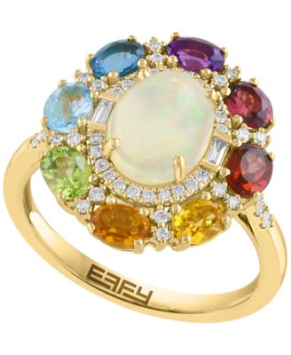 Multi-Gemstone (2-5/8 ct. t.w.) & Diamond (1/4 ct. t.w.) Ring in 14k Yellow Gold