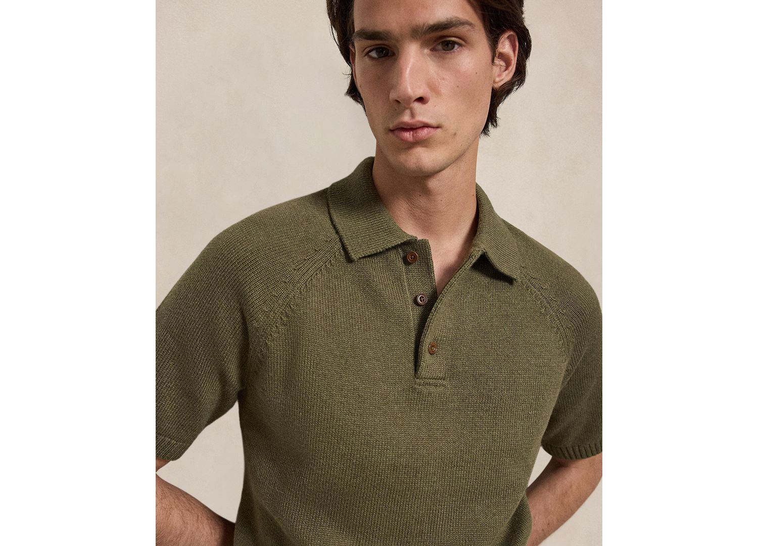 Men's Thick-Gauge Cotton Polo Sweater