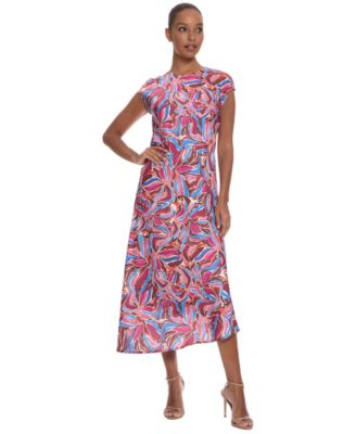 Women's Print Asymmetrical Midi Dress