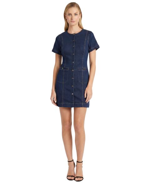 Женское платье Maggy London Denim Mini With Buttons, цвет: Тёмная варка