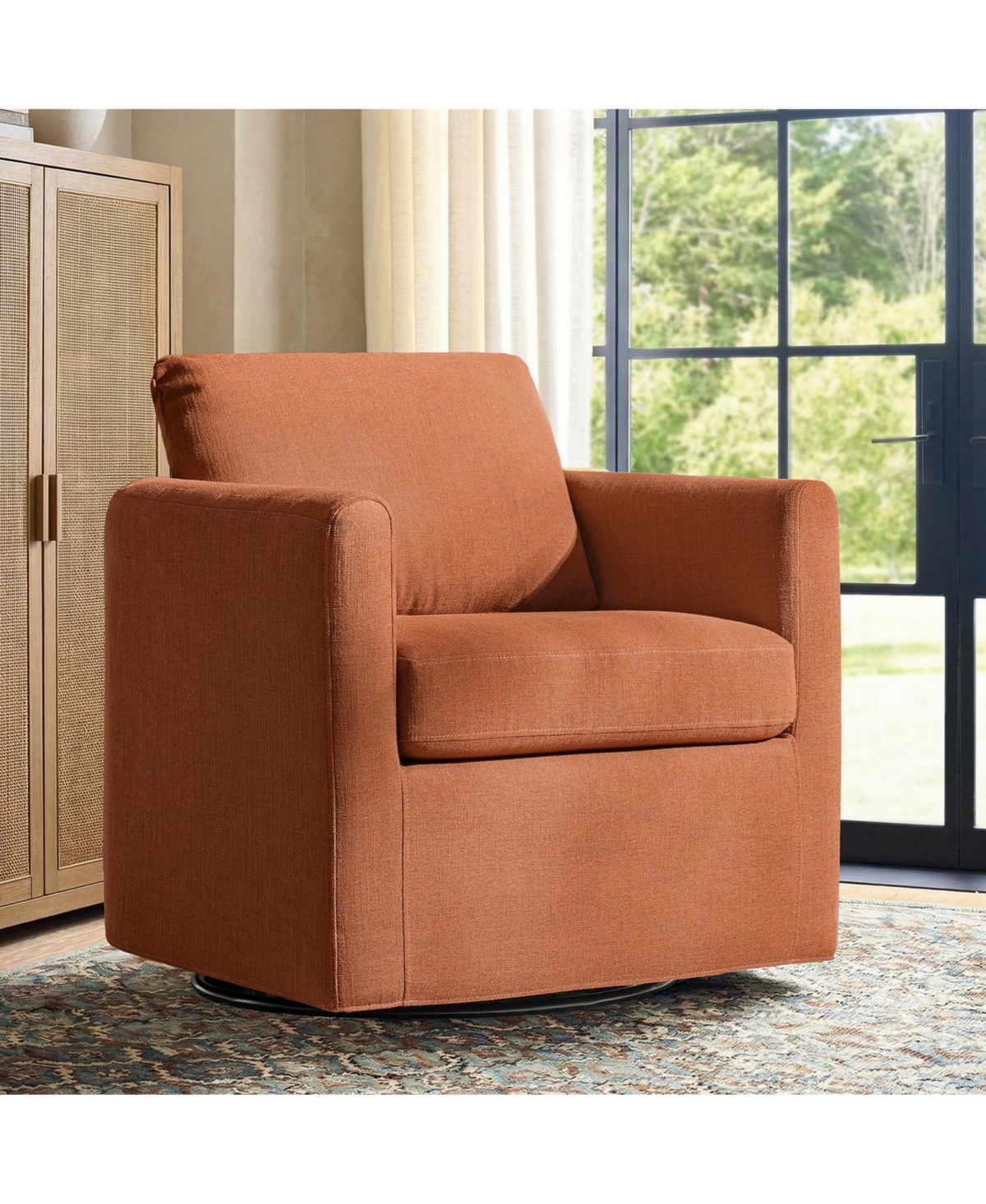 Modern Asser Slipcovered Swivel Chair
