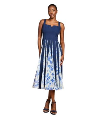 Women's Printed Crepe Midi Dress