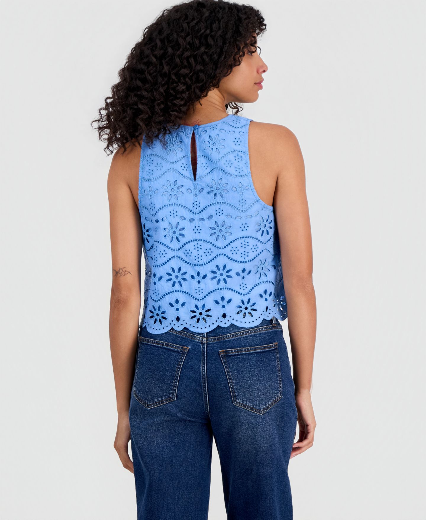 Женский топ On 34th Cotton Sleeveless Eyelet, цвет: Синий — фото 4