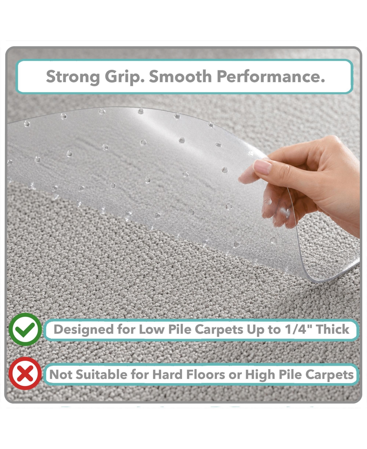 Workonit 46" x 60" Office Chair Mat for Low Pile Carpet ( Pack