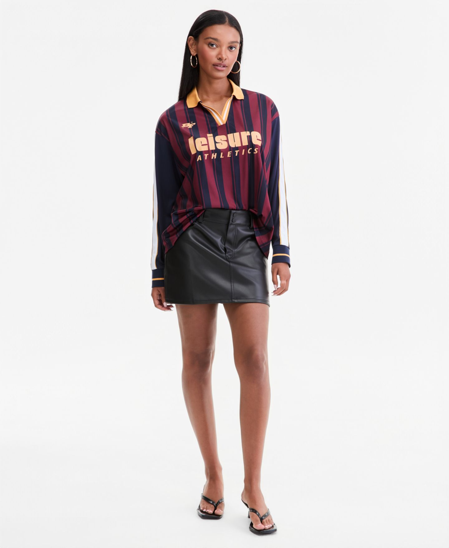 Женский топ Bar III Leisure Athletics Graphic Long-Sleeve Jersey, цвет: Красный разноцветный — фото 2