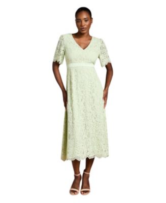 scallop lace midi dress Scallop Edge Lace Trim Midi Dress