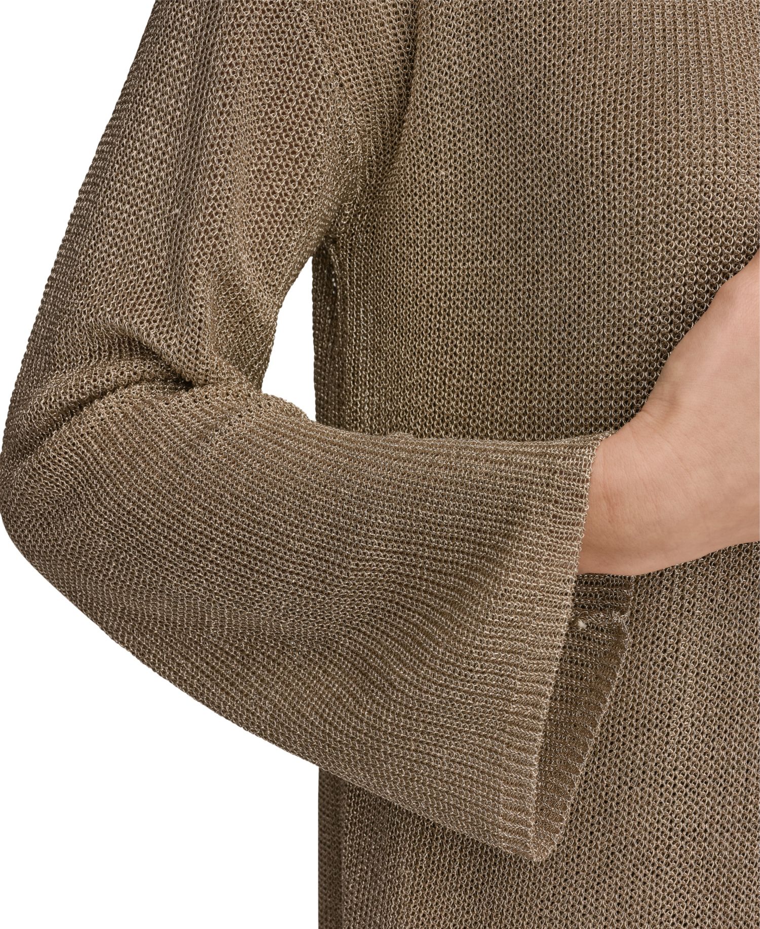 Women's Metallic V-Neck Long-Sleeve Cardigan