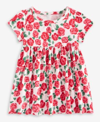 Toddler Girls' 2T-4T Short-Sleeve Cotton Rose-Print Dress