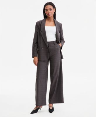 Women's Plaid High-Rise Wide-Leg Pants