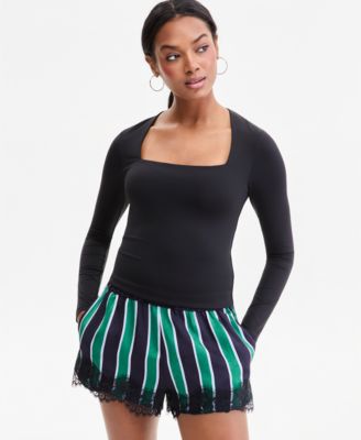 Women's Square-Neck Long-Sleeve Top