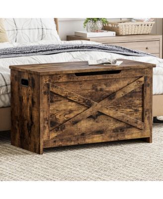 Spacious Wooden Storage Chest – 30 Inch Lift-Top Entryway Shoe Organizer Bench with Safety Hinge – Easy Assembly for Bedroom, Living Room