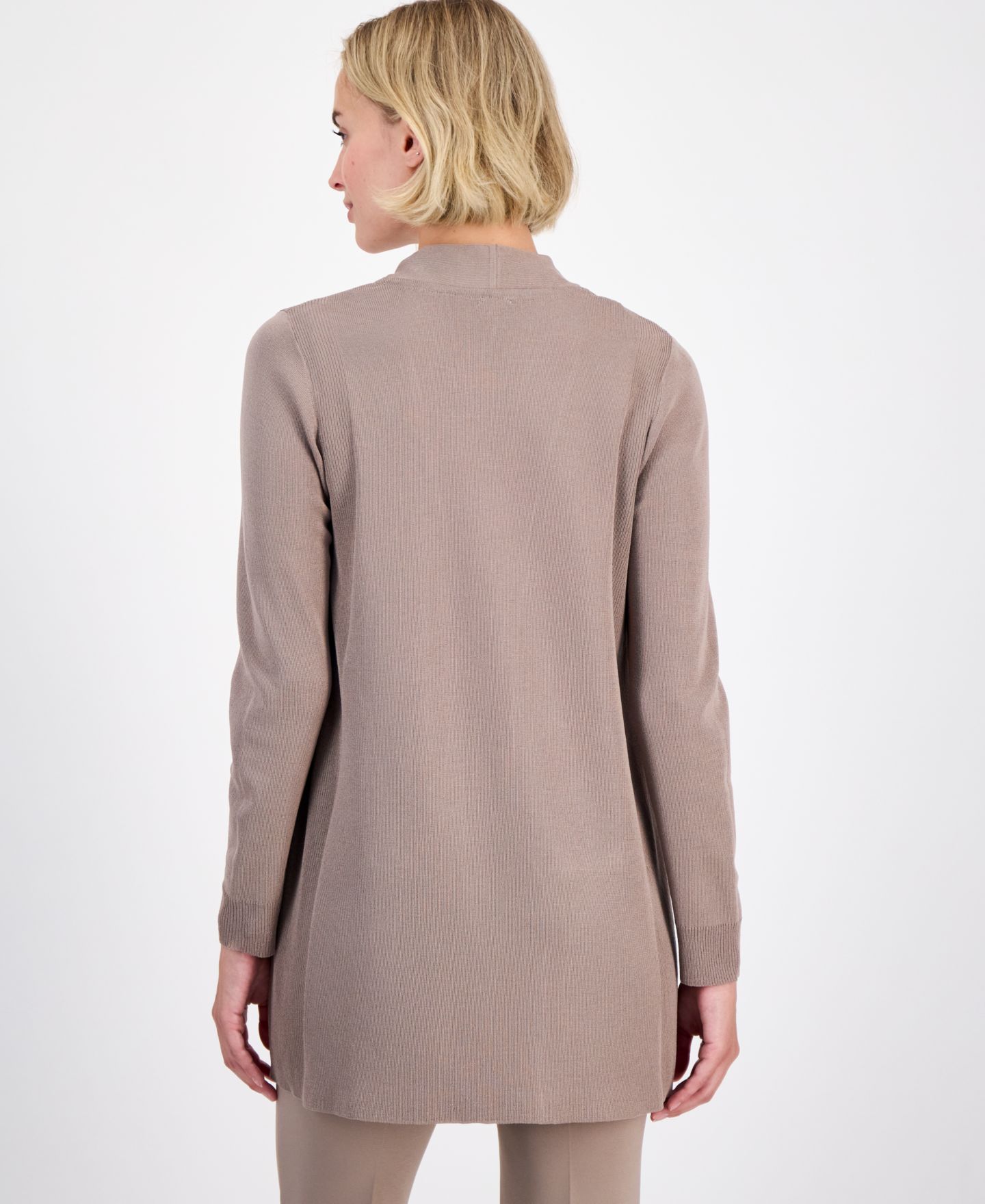 Женский кардиган Anne Klein Open-Front Buttoned-Pocket, цвет: Натуральный глиняный — фото 4