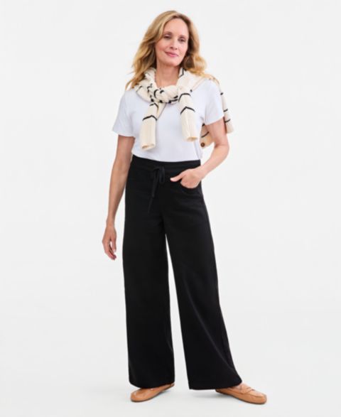 Женские джинсы Style & Co Knit High-Rise Wide-Leg Pull-On Jeans, Macy's Exclusive, цвет: Глубокий чёрный