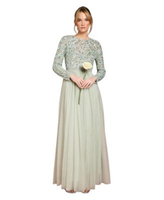 Women's Sequin Bodice Tulle Skirt Maxi Dress