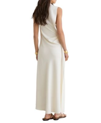reiss ivory dress Reiss Waisted Cut-Out Twill Midi Dress in Ivory