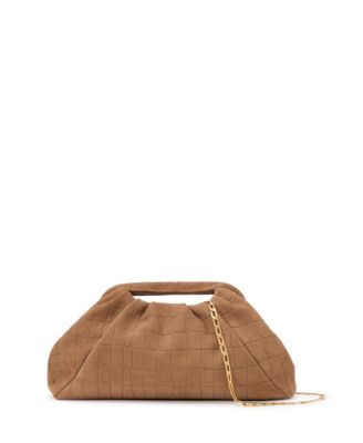Women's June Croc Embossed Suede Clutch
