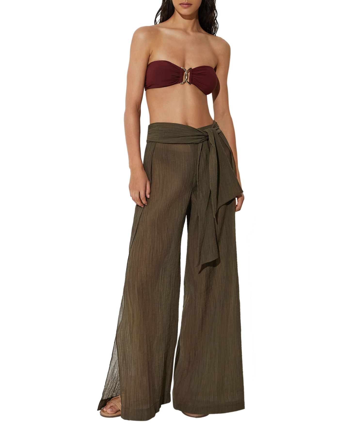 Женские брюки REISS Gemma Resort, цвет: Хаки зелёный — фото 3