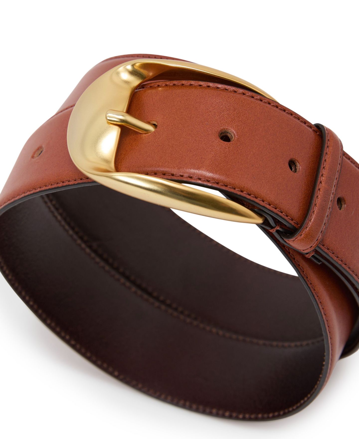 Женский ремень REISS Sammy Leather Round Gold Buckle — фото 4