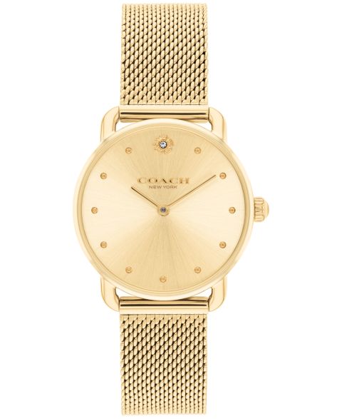 Женские часы Coach Elliot Gold-Tone Stainless Steel Mesh Bracelet Watch 28mm
