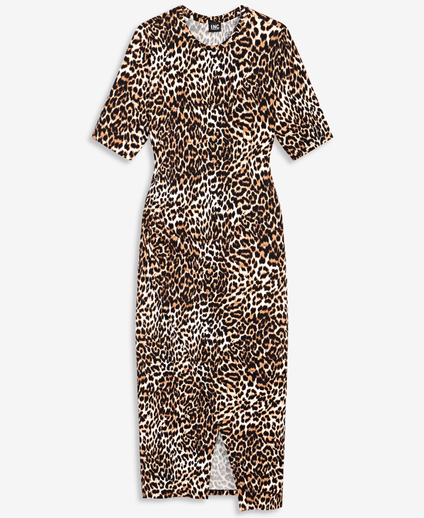 Женское платье I.N.C. International Concepts Leopard-Print Front Slit Short-Sleeve Midi, цвет: Hani Cheetah — фото 5