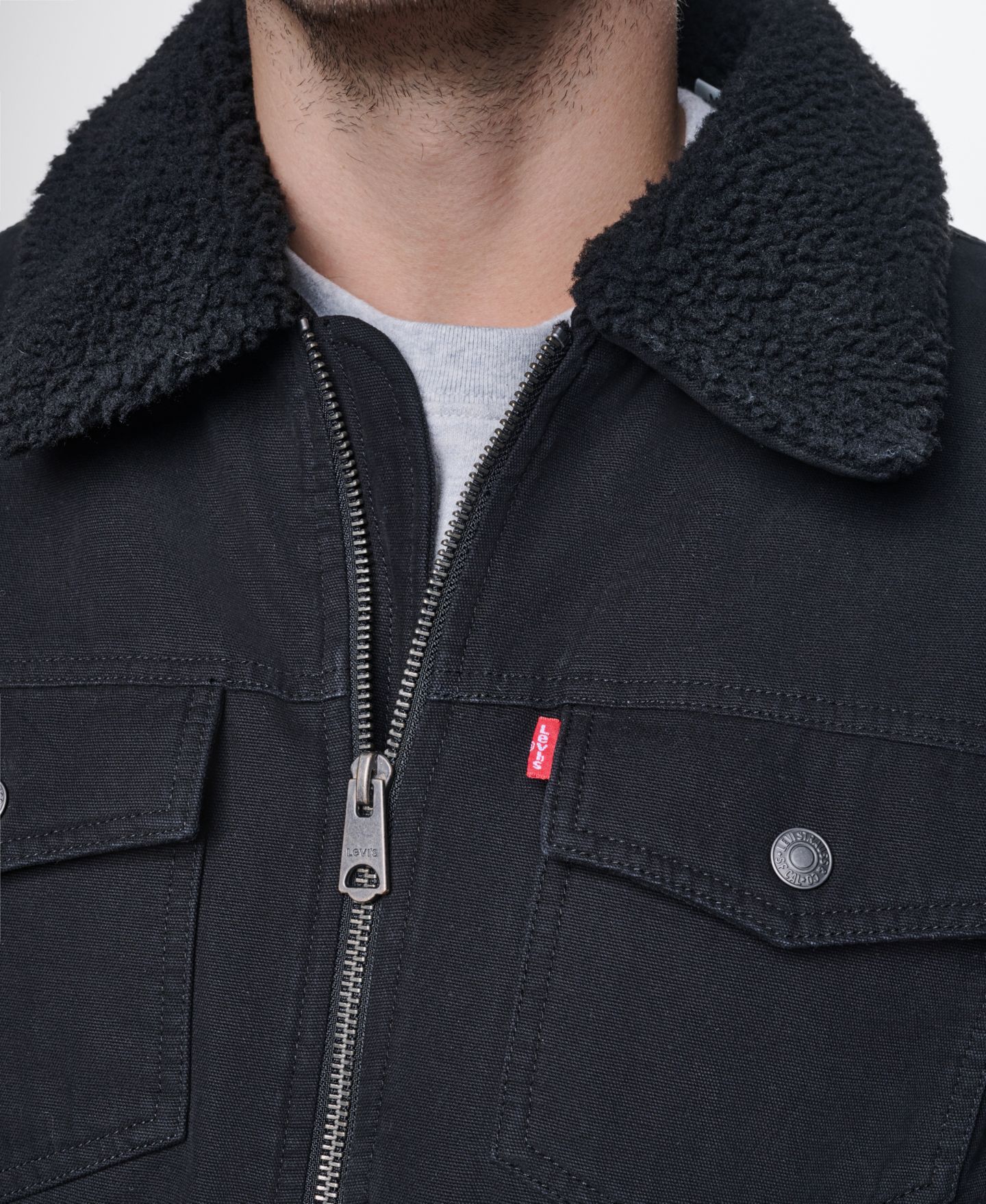 Мужская куртка Levi's Sherpa Collar Western Bomber Aviator, цвет: Чёрный — фото 4