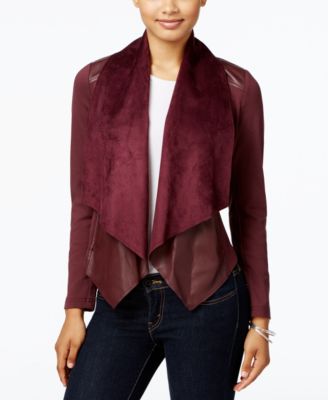 Kut from the Kloth - Draped-Front Faux-Leather-Trim Jacket