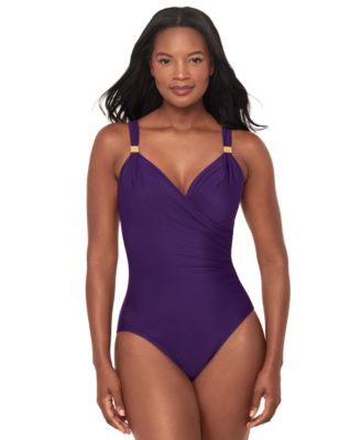 Razzle Dazzle Siren Twist-Front Underwire Allover Slimming One-Piece Swimsuit