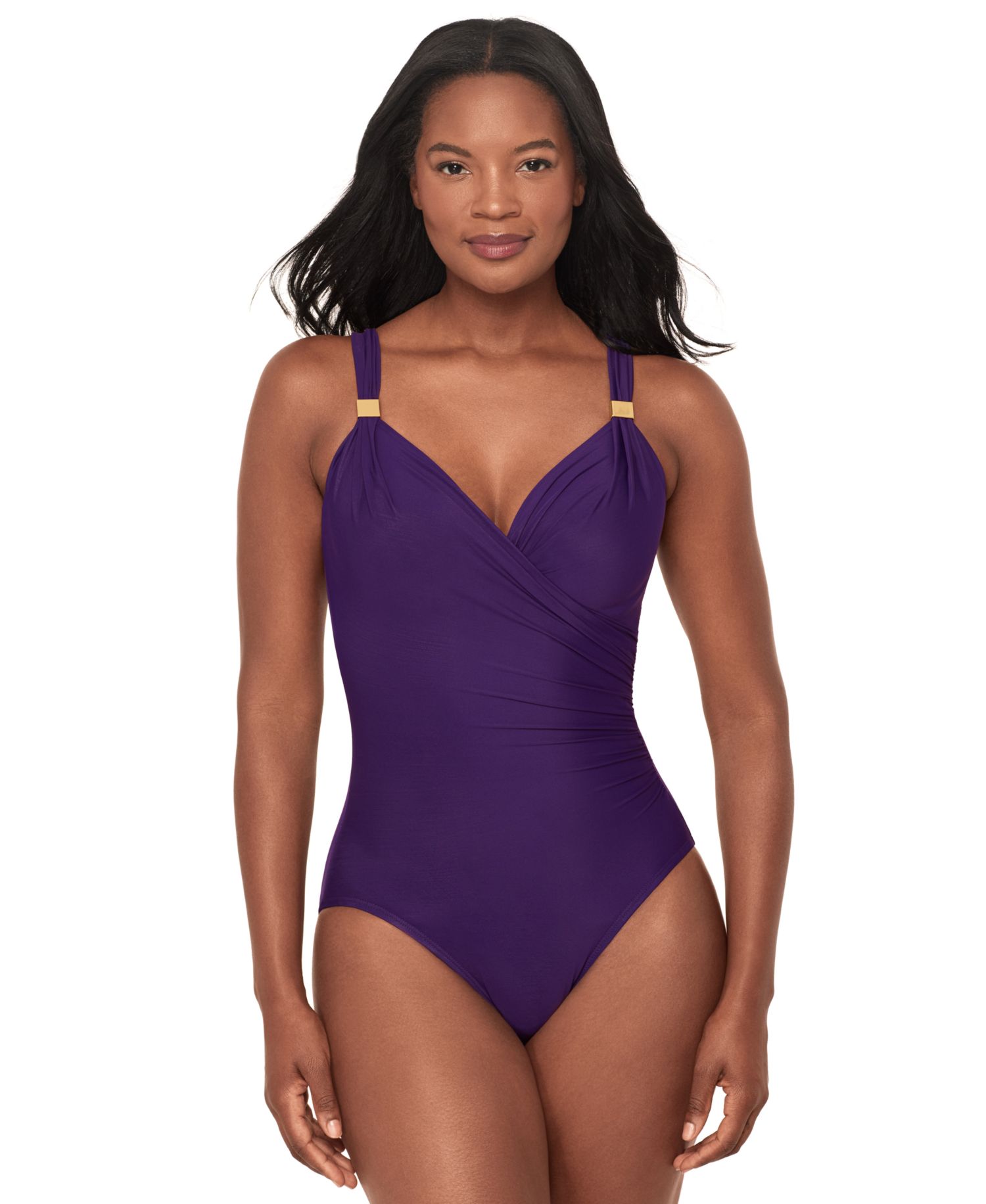 Razzle Dazzle Siren Twist-Front Underwire Allover Slimming One-Piece Swimsuit