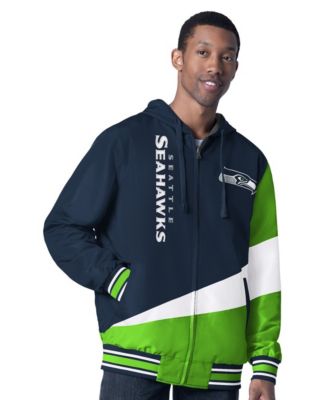 Men's College Navy/Charcoal Seattle Seahawks Dual Threat Reversable Full-Zip Hooded Jacket