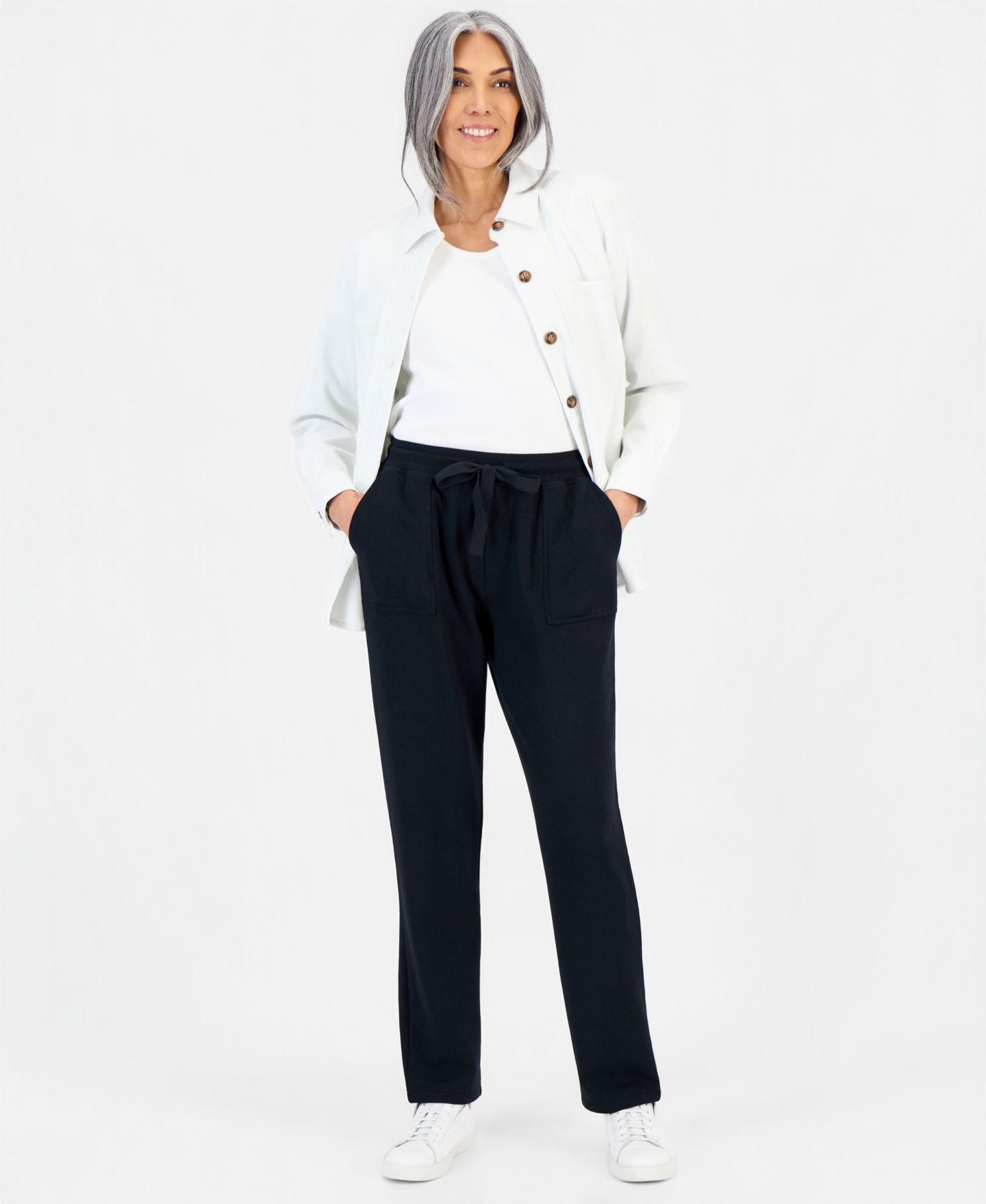 Женские брюки Style & Co LuxLounge Fleece Jogger, цвет: Глубокий чёрный — фото 3