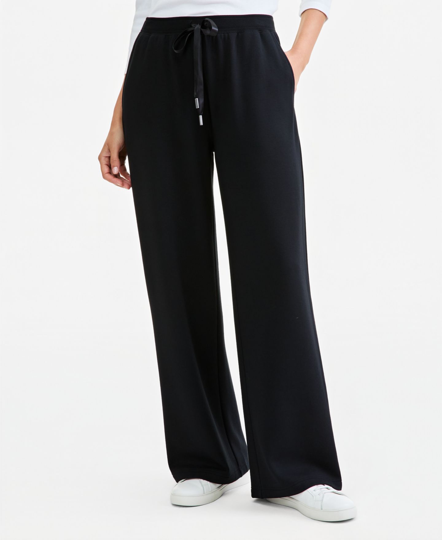Женские брюки Style & Co Petite Pull-On Drawstring Wide-Leg, цвет: Глубокий чёрный — фото 2