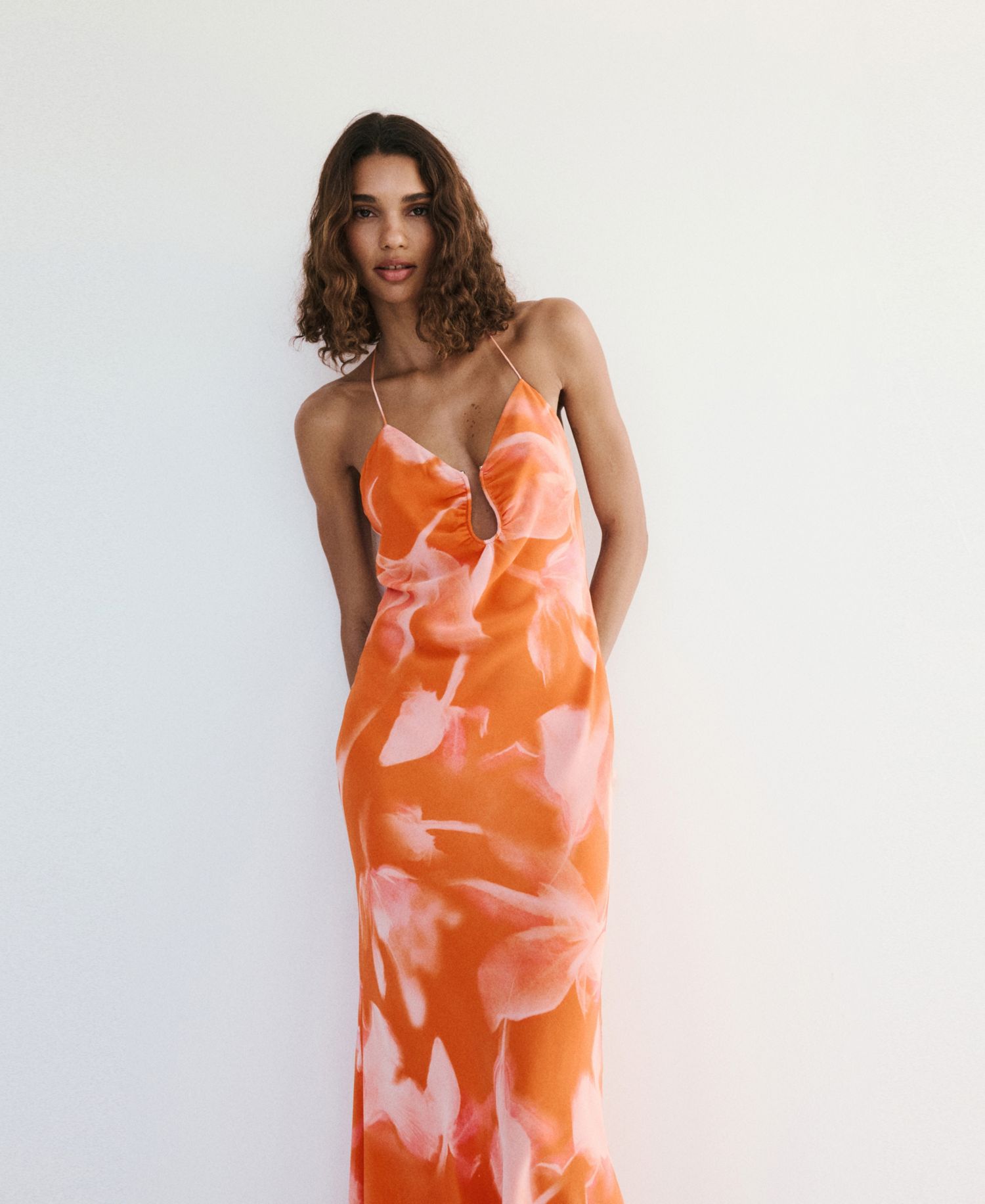 Women's Metallic Cutout Floral Dress