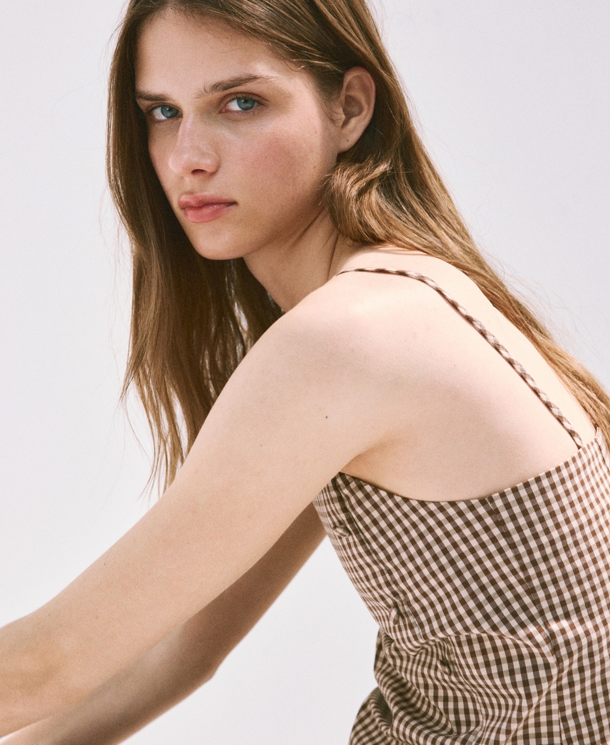 Mango Women's Gingham Check Button Top