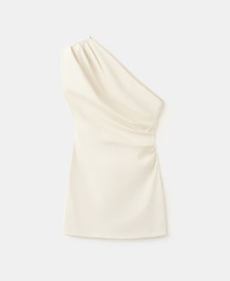 Women's Asymmetric Neckline Draped Detail Dress