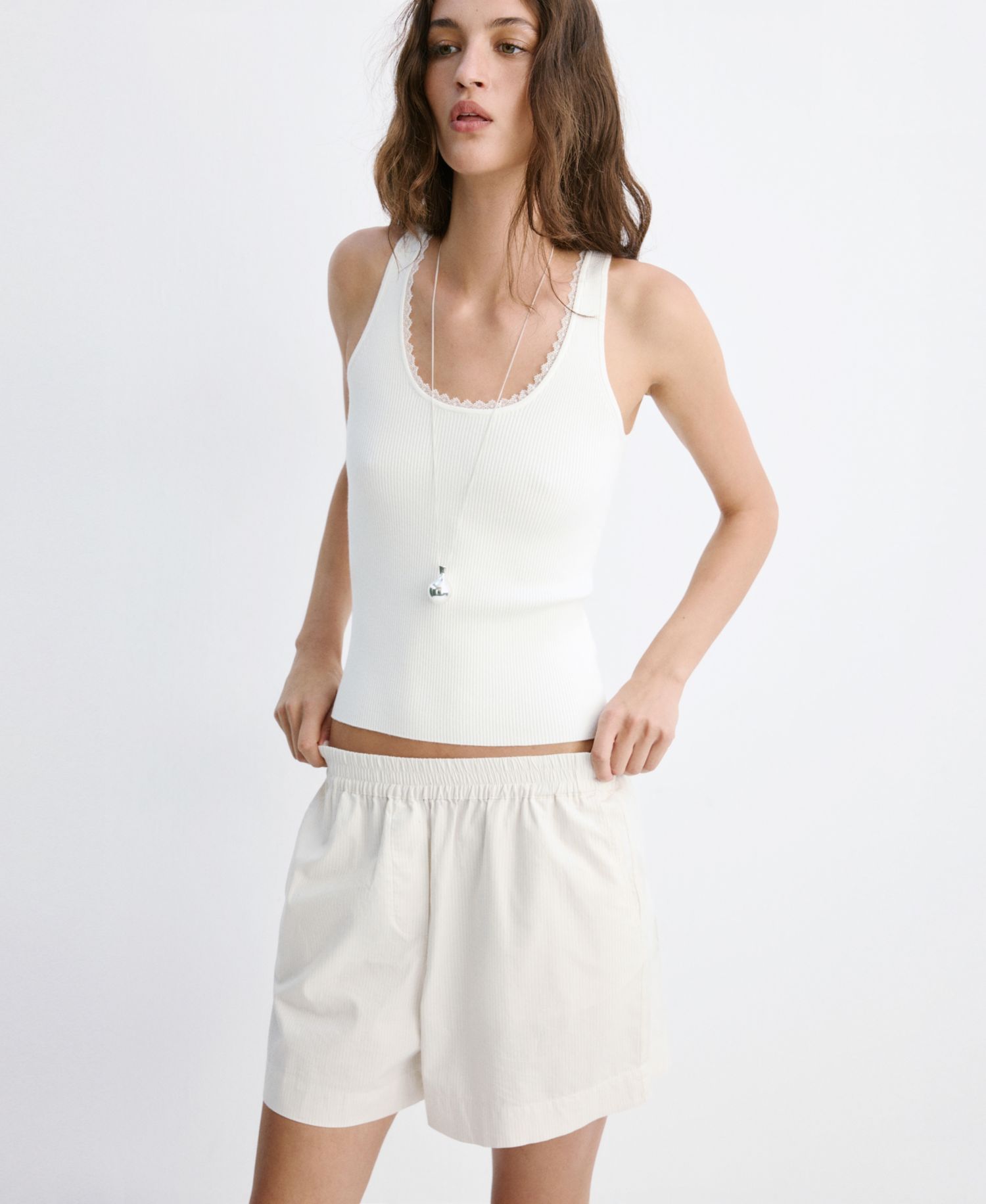 Women's Lace Detail Ribbed Top