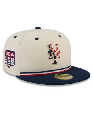 Men's Cream/Blue New York Mets USA 250 Fourth of July 59FIFTY Fitted Hat