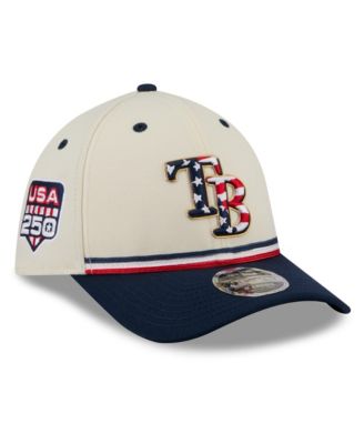 Men's Cream/Navy Tampa Bay Rays USA 250 Fourth of July 39THIRTY M-Crown Flex Hat