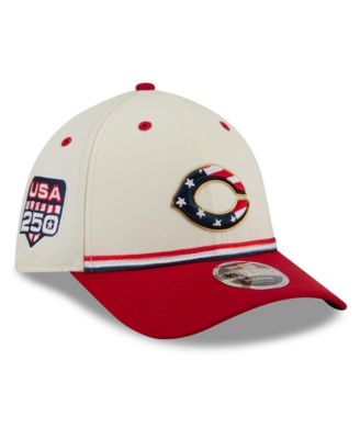 Men's Cream/Red Cincinnati Reds USA 250 Fourth of July 39THIRTY M-Crown Flex Hat