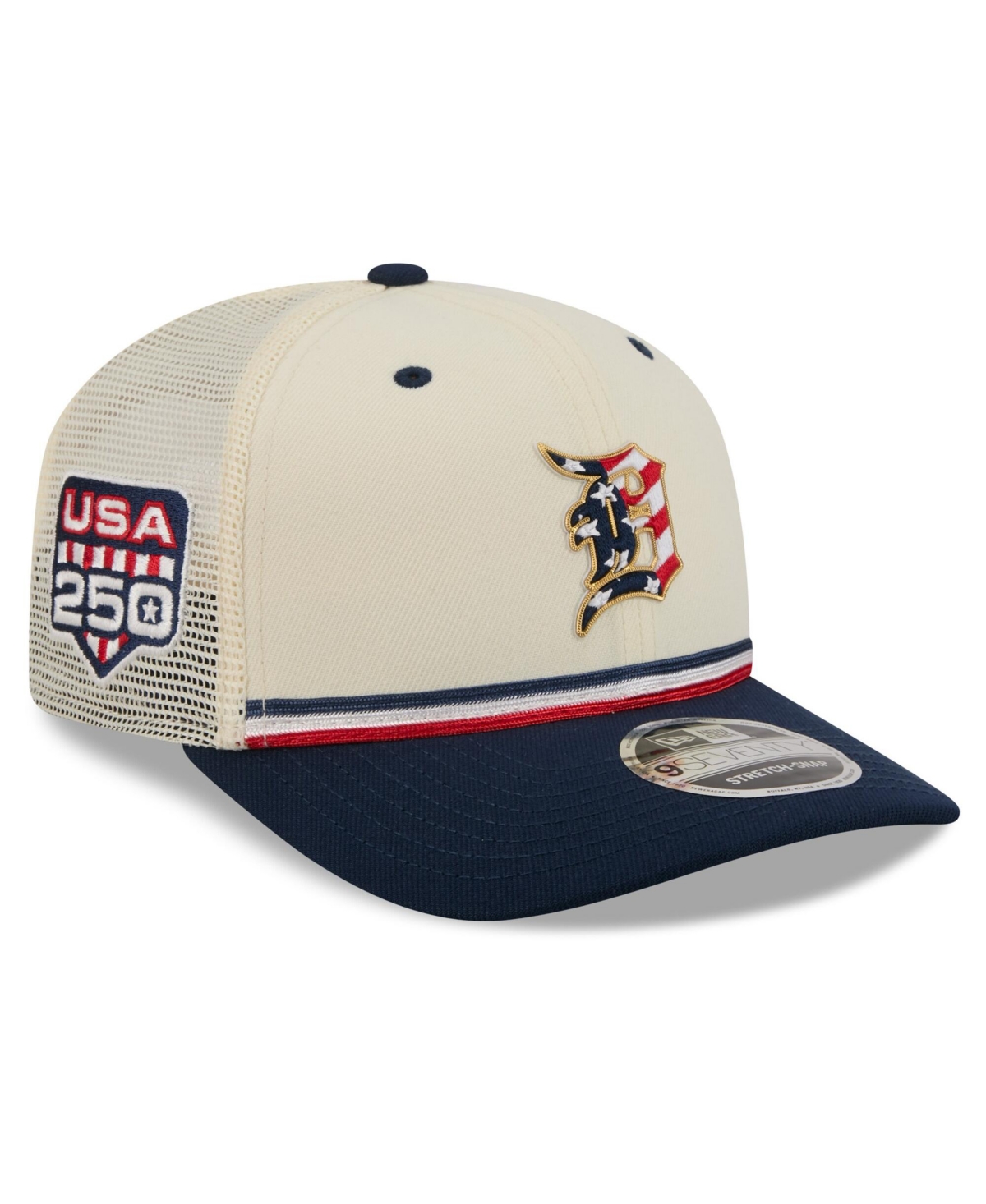 New Era Men's N/A Cream/Navy Detroit Tigers Usa 250 Fourth of July 9SEVENTY Adjustable Hat