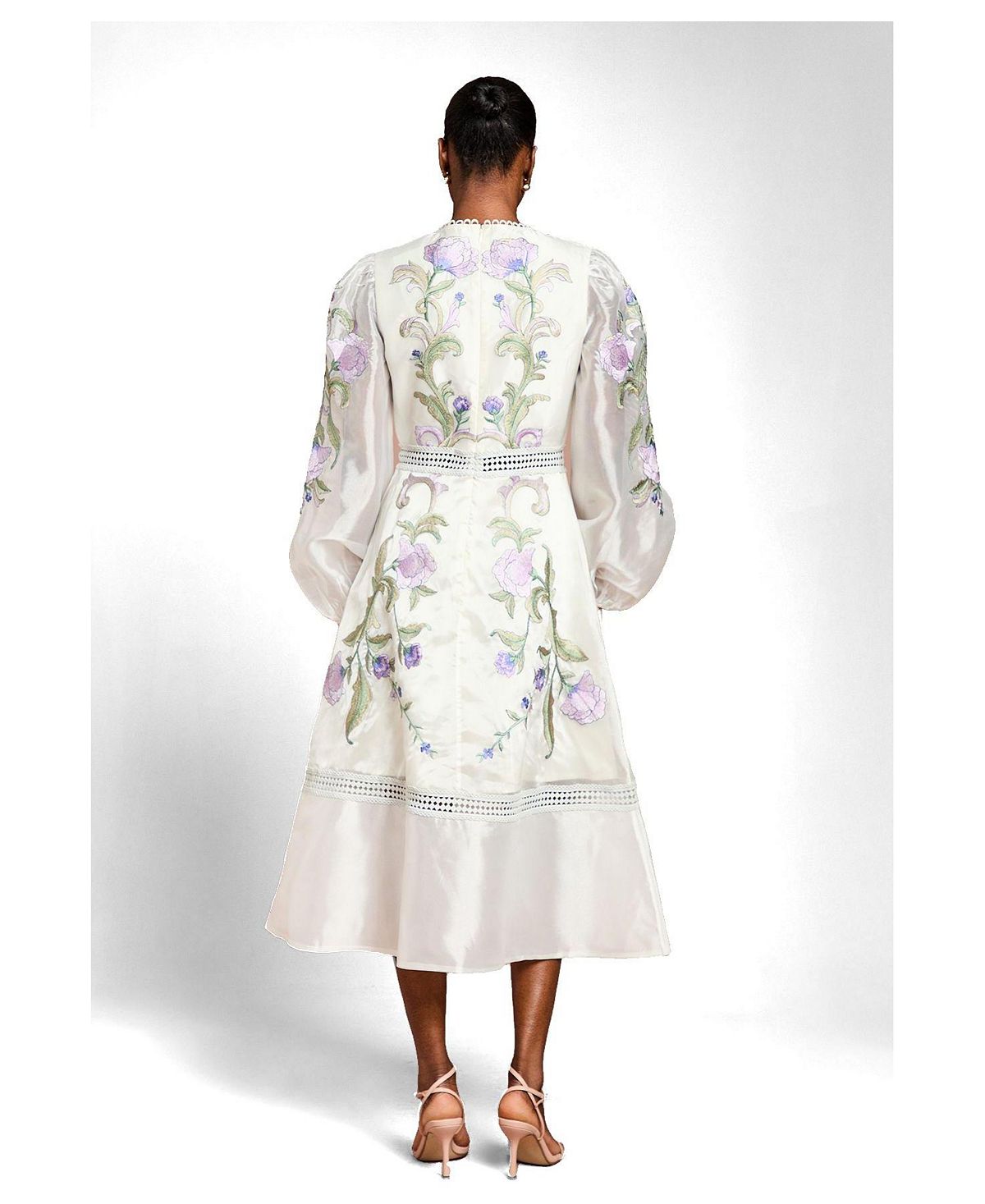 Coast Women's Embroidered Blouson Sleeve Midi Dress view 3 — MAYCSS fashion products