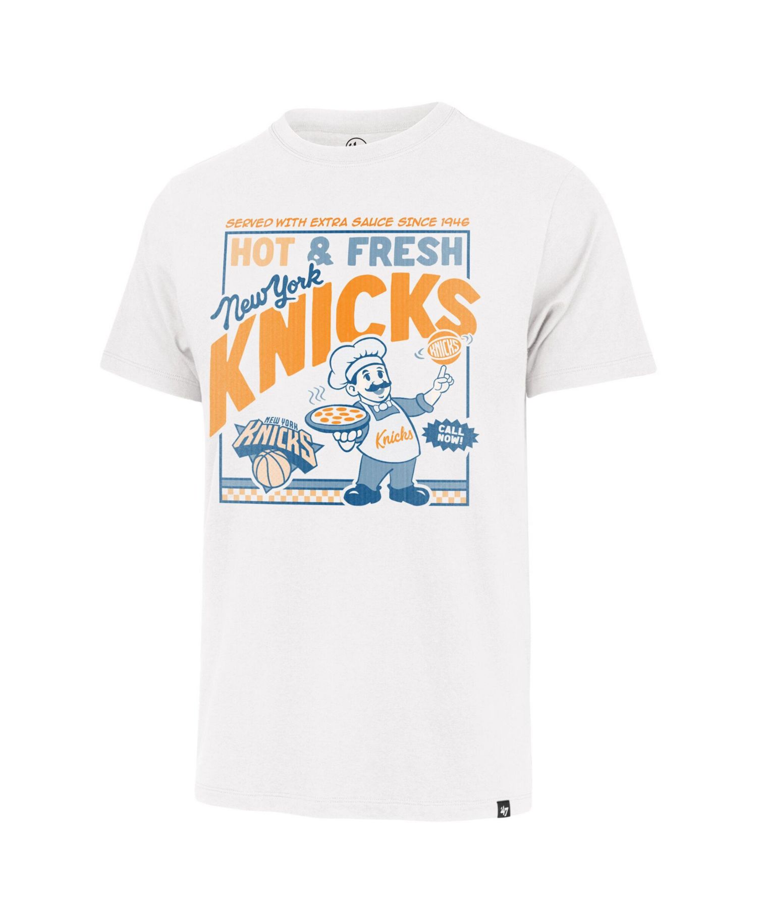 Men's White New York Knicks Big & Tall Pizza T-Shirt