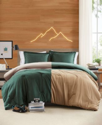 Stafford Color Block Textured 3-Piece Comforter Set, Full/Queen